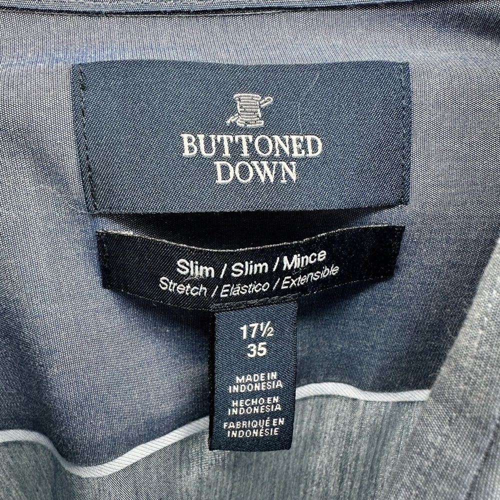 Buttoned Down Blue Spread Collar Long-Sleeve Dress Shirt - Picture 2 of 7